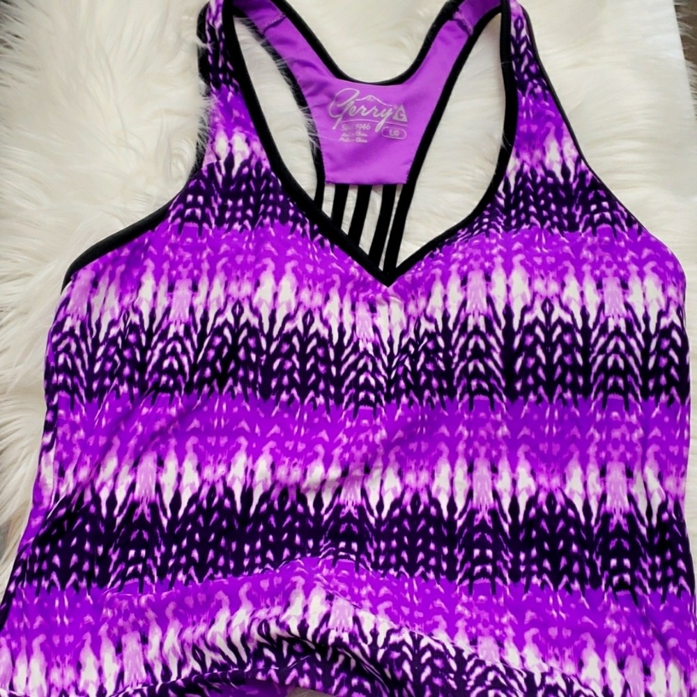 Purple shirt built in sports bra
